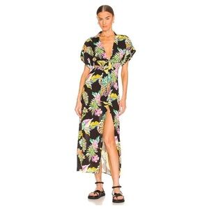 Le Superbe Mai Tai Might I Maxi Dress 8 Black Tropi Cali Cut Out Tie Resort Vaca
